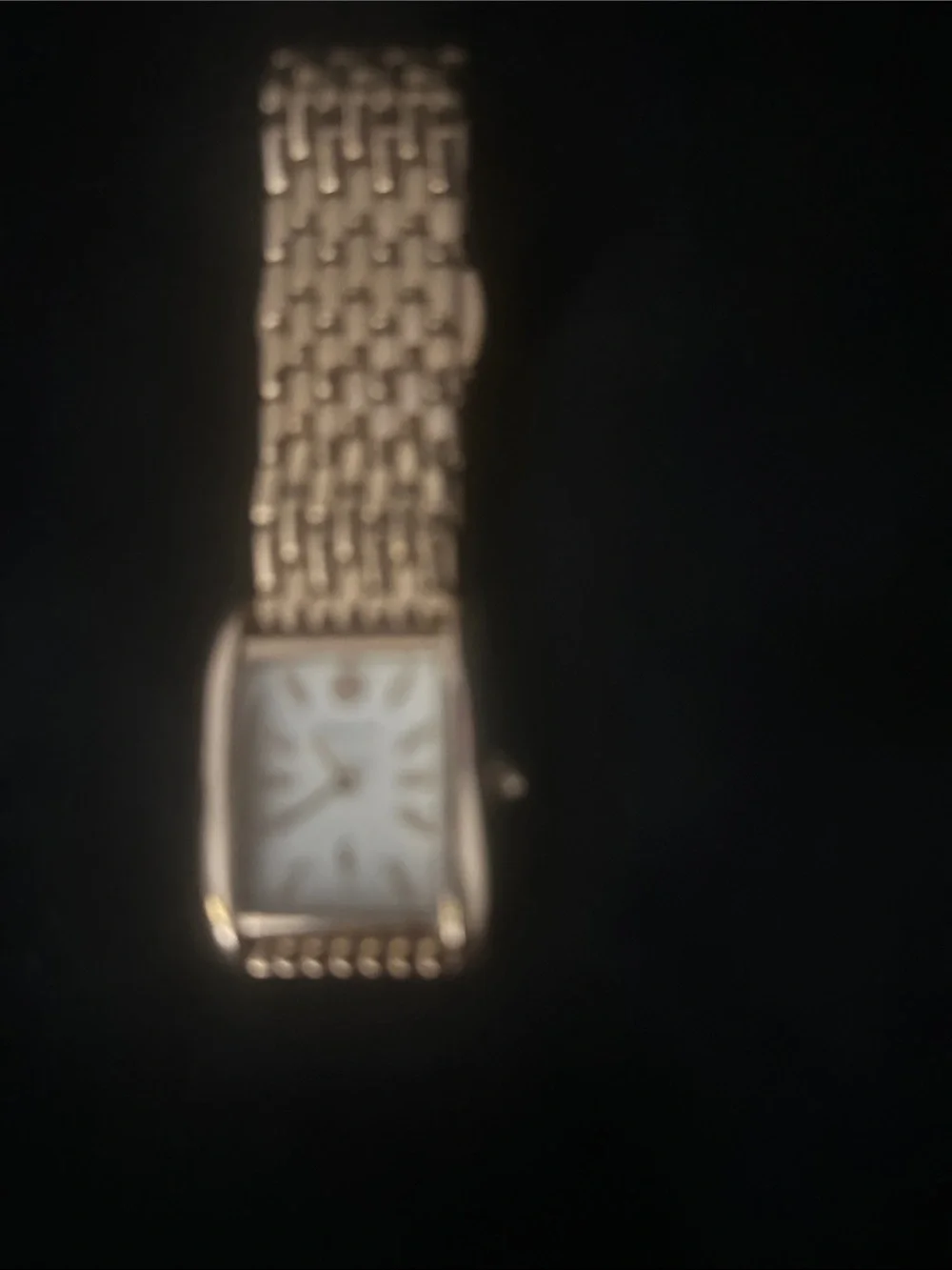 Tory Burch Gold Tone Rectangular Bracelet Watch with Ivory Dial
